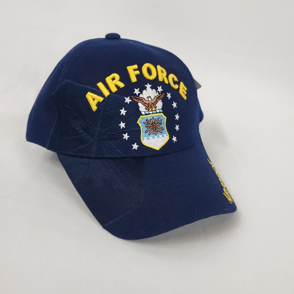 Air Force Caps Club Ball Cap Hat Navy Blue W/Embroidered Air Force Logo OS NWT
